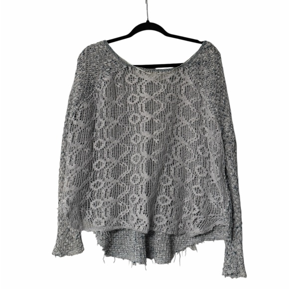 Free People textured knit sweater with a lace back slouchy pullover - Picture 3 of 3